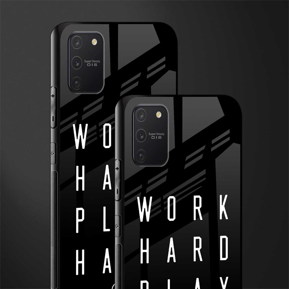 work hard play hard glass case for samsung galaxy s10 lite image-2