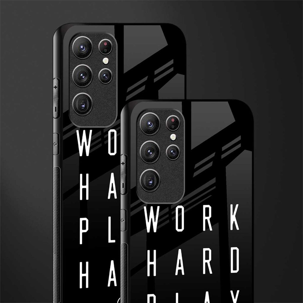 work hard play hard glass case for samsung galaxy s22 ultra 5g image-2