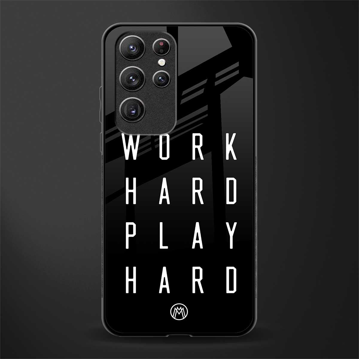 work hard play hard glass case for samsung galaxy s22 ultra 5g image