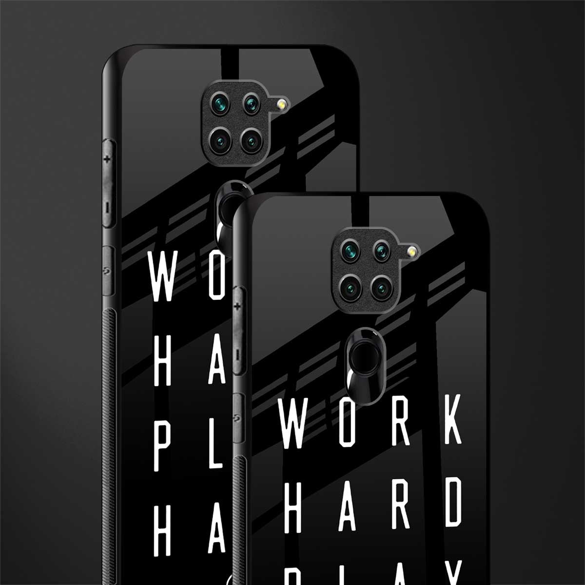 work hard play hard glass case for redmi note 9 image-2
