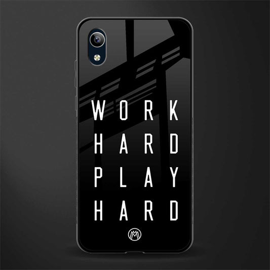 work hard play hard glass case for vivo y1s without fingerprint image