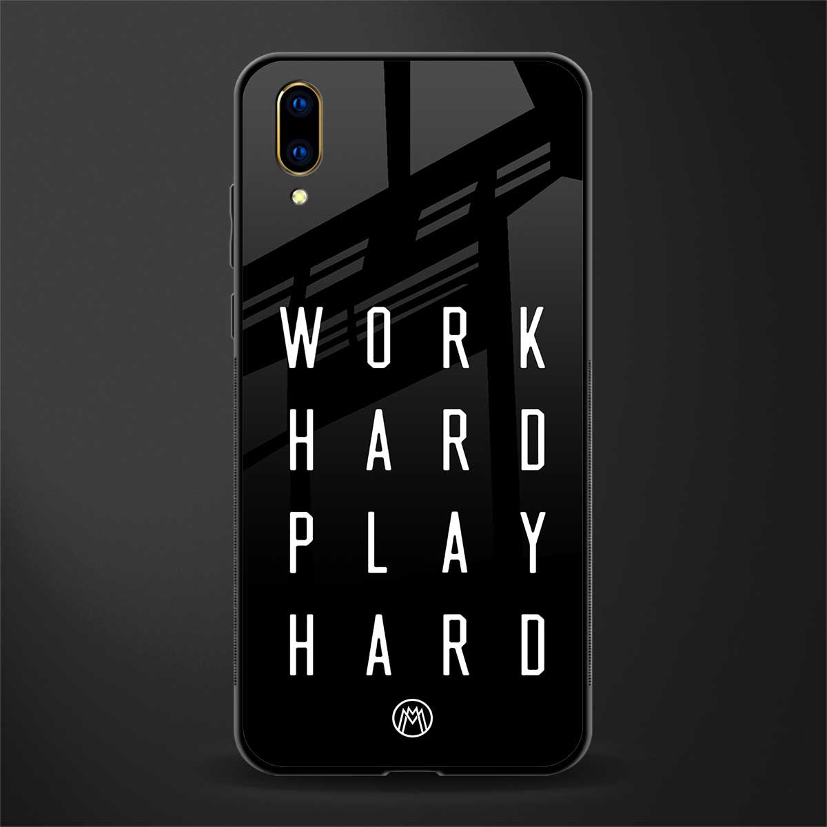 work hard play hard glass case for vivo v11 pro image