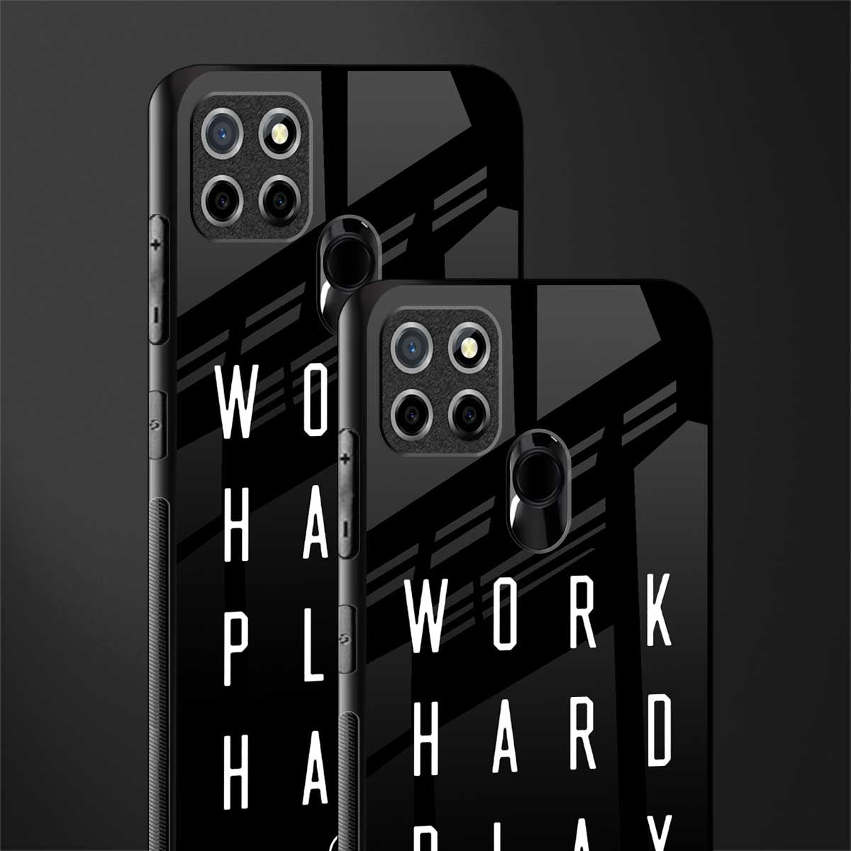 work hard play hard glass case for realme narzo 30a image-2