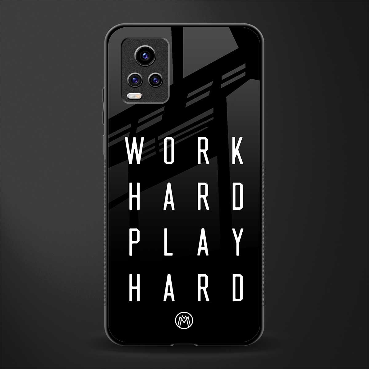 work hard play hard glass case for vivo v20 image