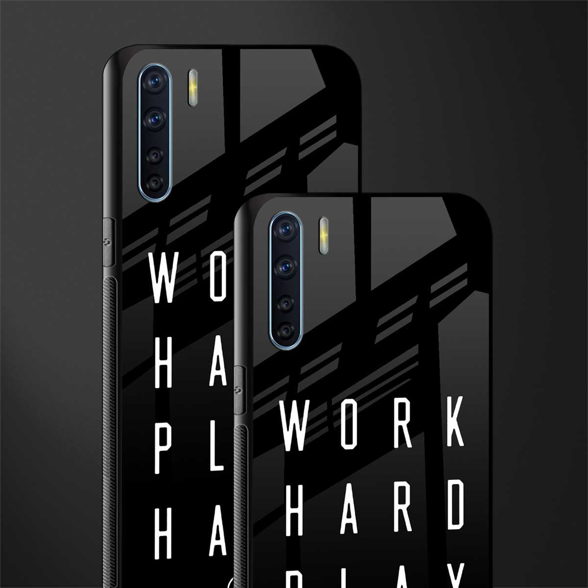 work hard play hard glass case for oppo f15 image-2