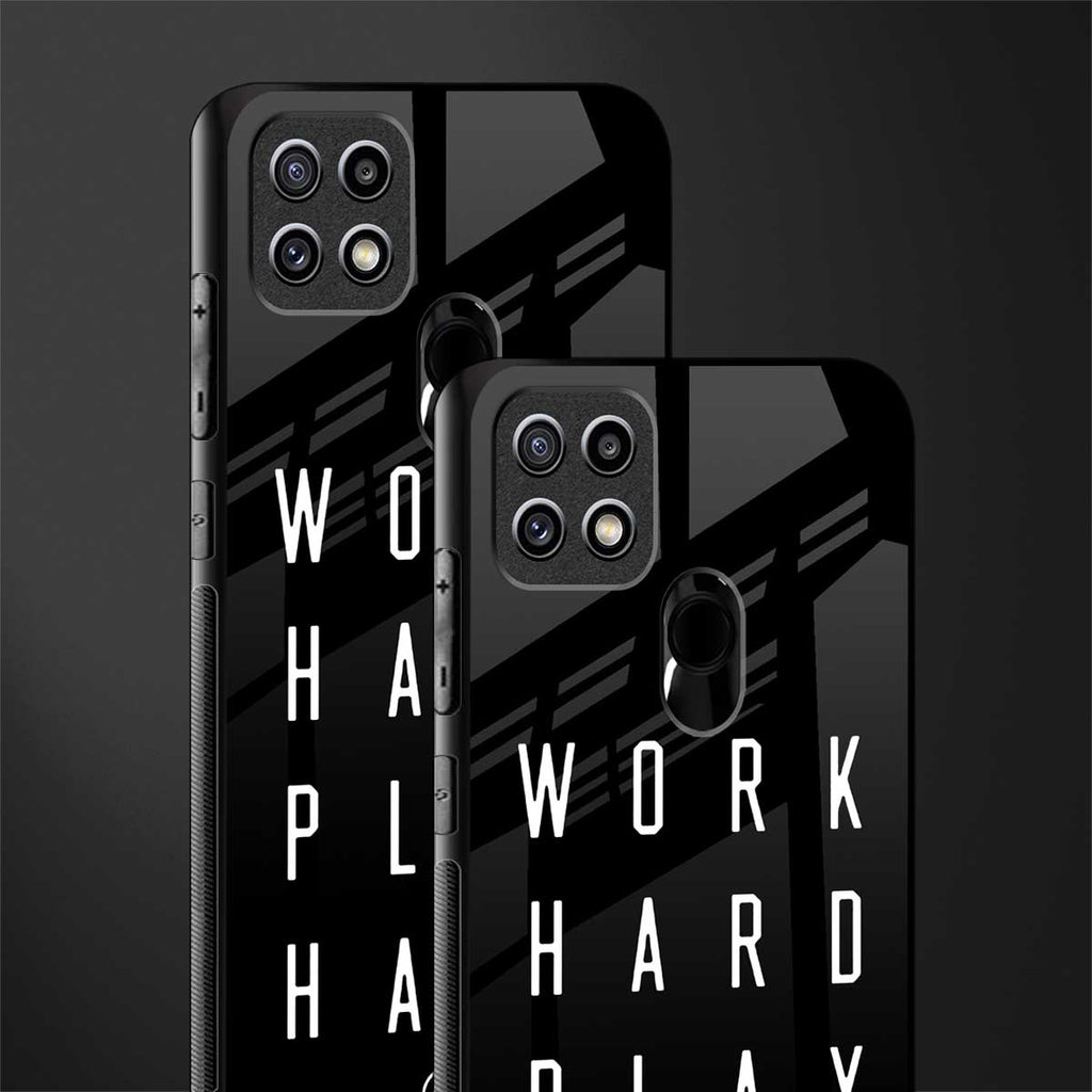 work hard play hard glass case for oppo a15 image-2