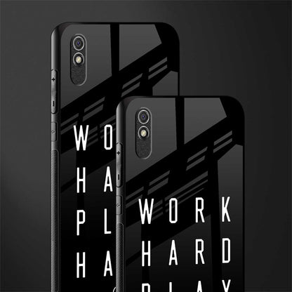 work hard play hard glass case for redmi 9a image-2