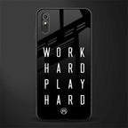 work hard play hard glass case for redmi 9a image