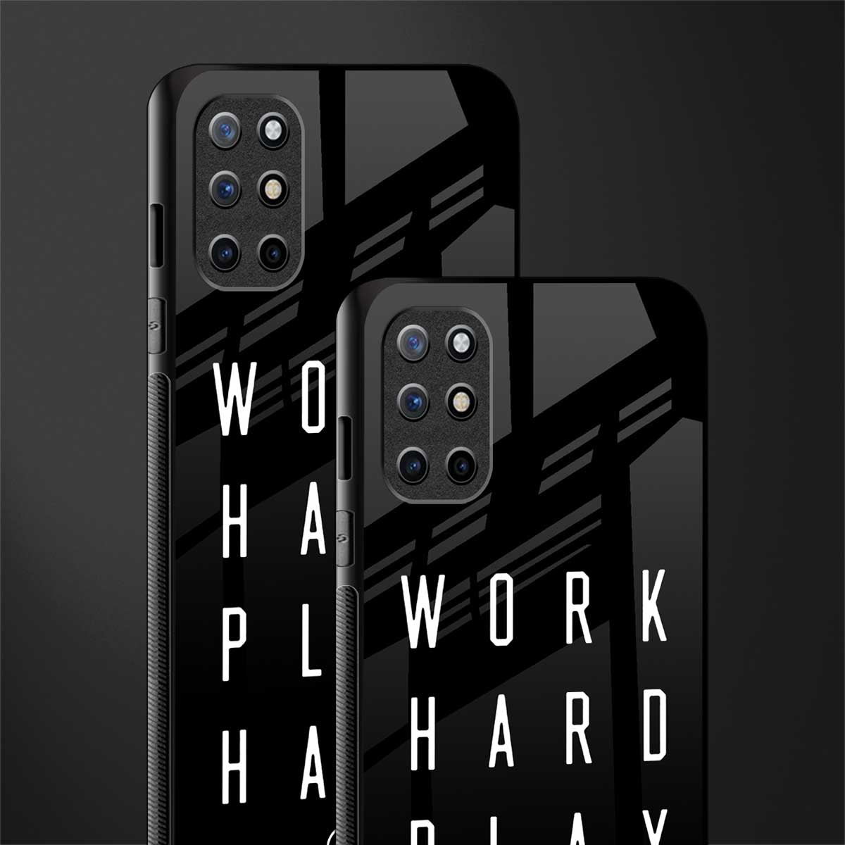 work hard play hard glass case for oneplus 8t image-2