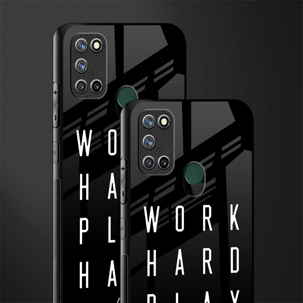 work hard play hard glass case for realme 7i image-2