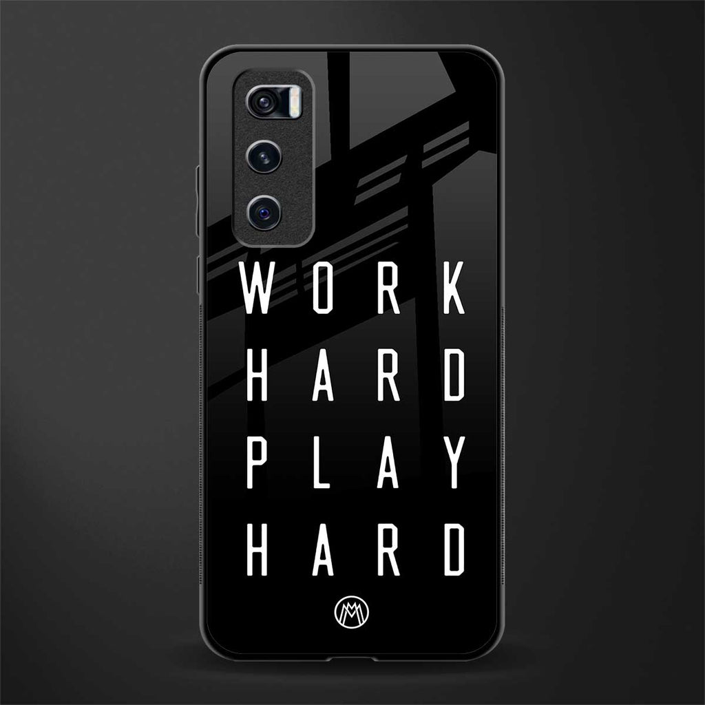 work hard play hard glass case for vivo v20 se image