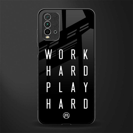 work hard play hard glass case for redmi 9 power image