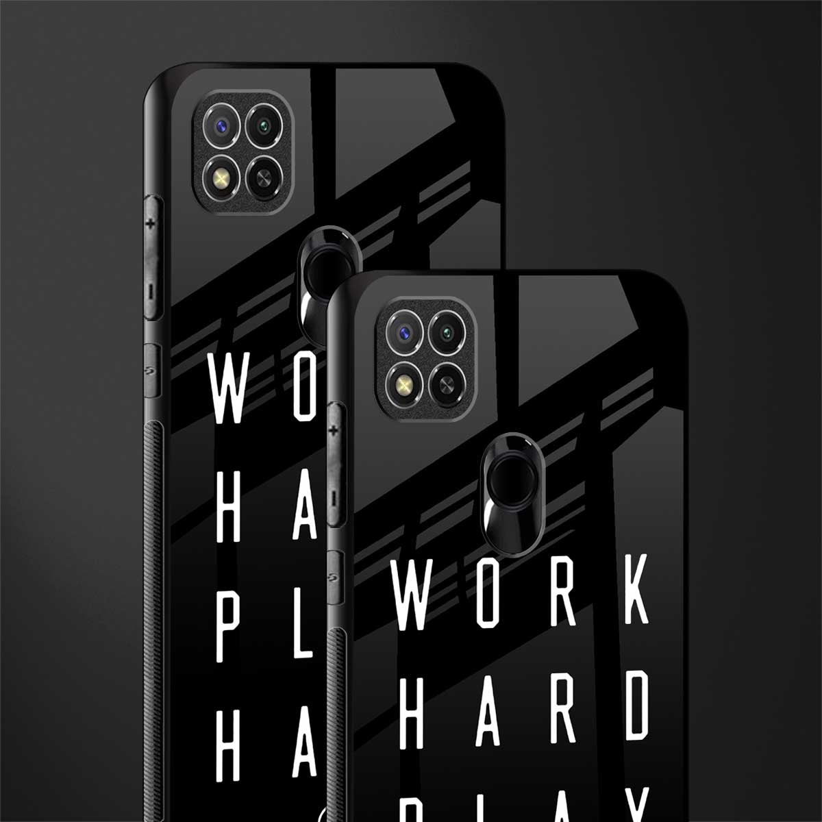 work hard play hard glass case for poco c31 image-2