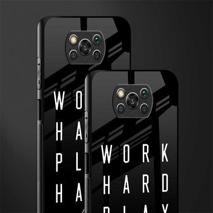 work hard play hard glass case for poco x3 image-2