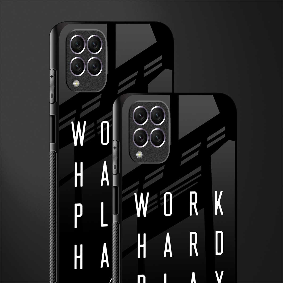 work hard play hard glass case for samsung galaxy f62 image-2