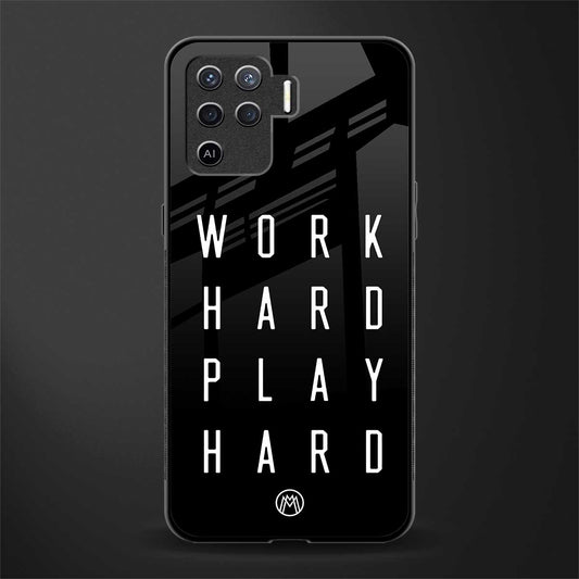 work hard play hard glass case for oppo f19 pro image