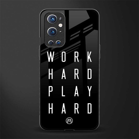 work hard play hard glass case for oneplus 9 pro image