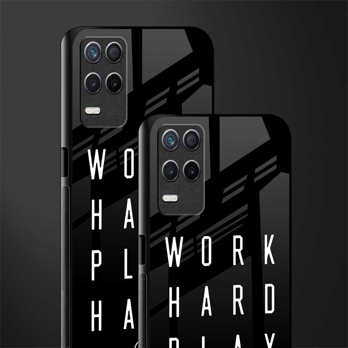 work hard play hard glass case for realme 8 5g image-2