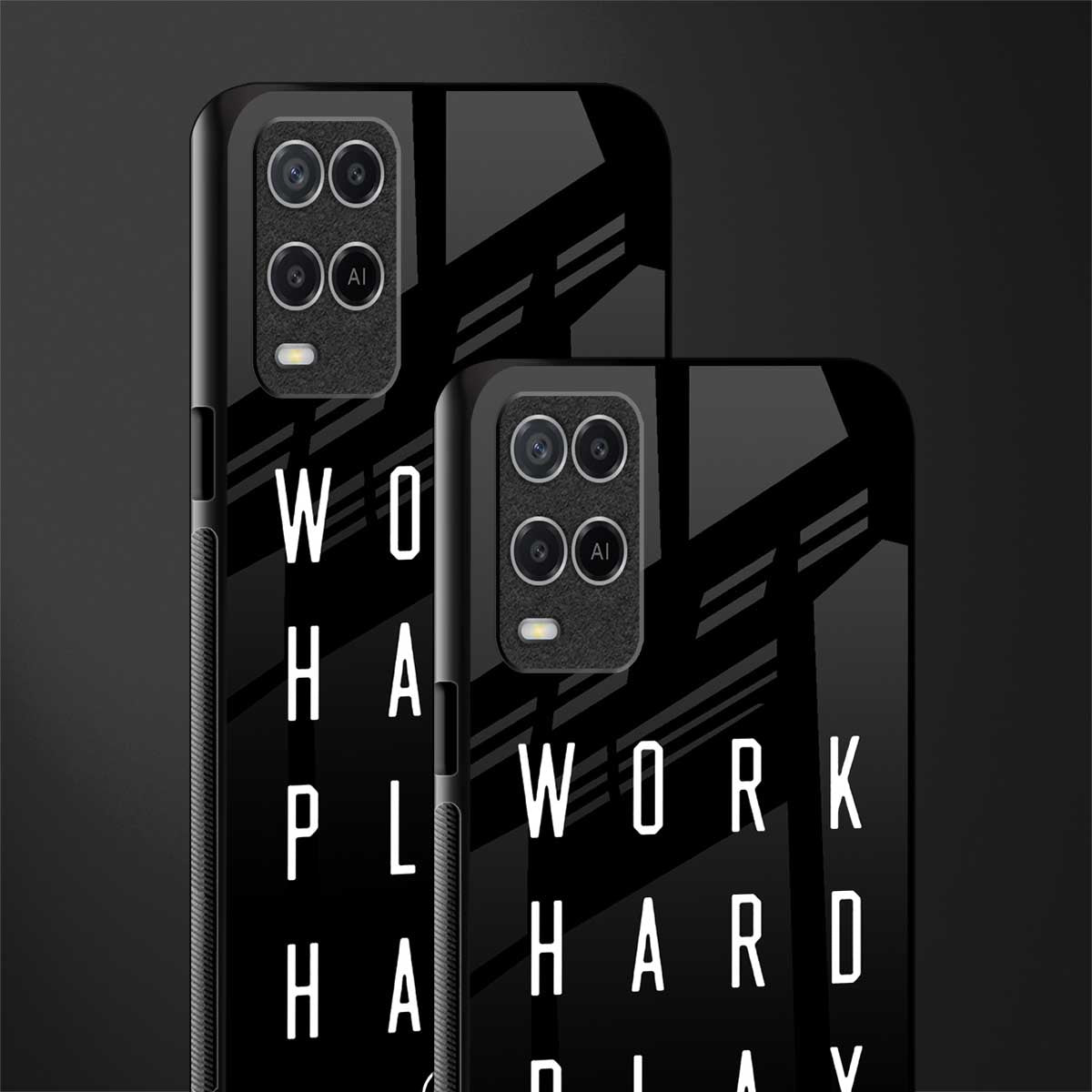 work hard play hard glass case for oppo a54 image-2