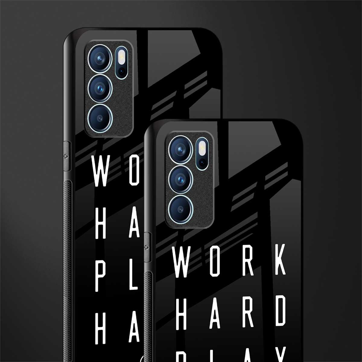 work hard play hard glass case for oppo reno6 5g image-2