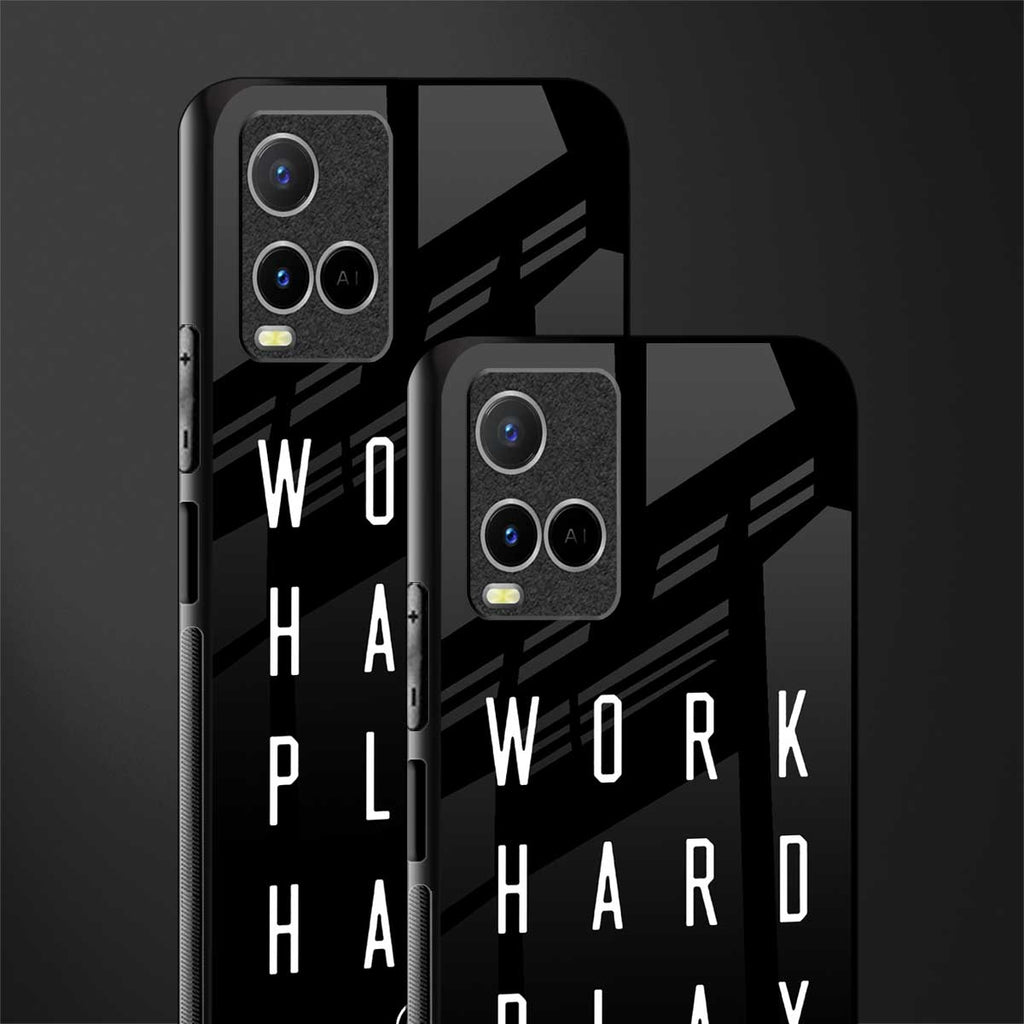 work hard play hard glass case for vivo y21t image-2