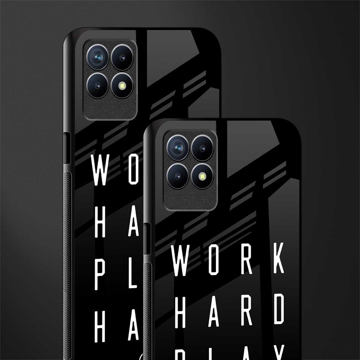 work hard play hard glass case for realme 8i image-2