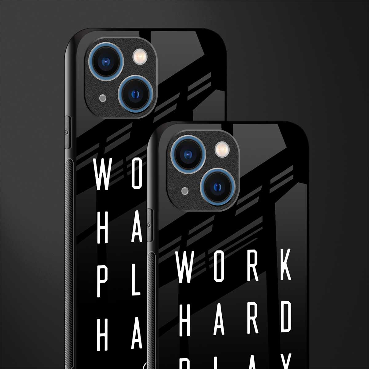 work hard play hard glass case for iphone 13 mini image-2