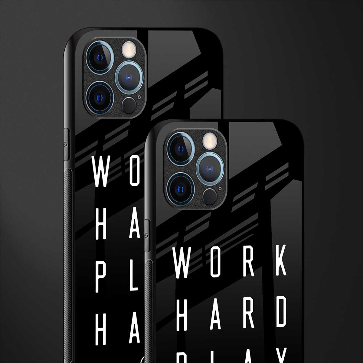 work hard play hard glass case for iphone 14 pro max image-2