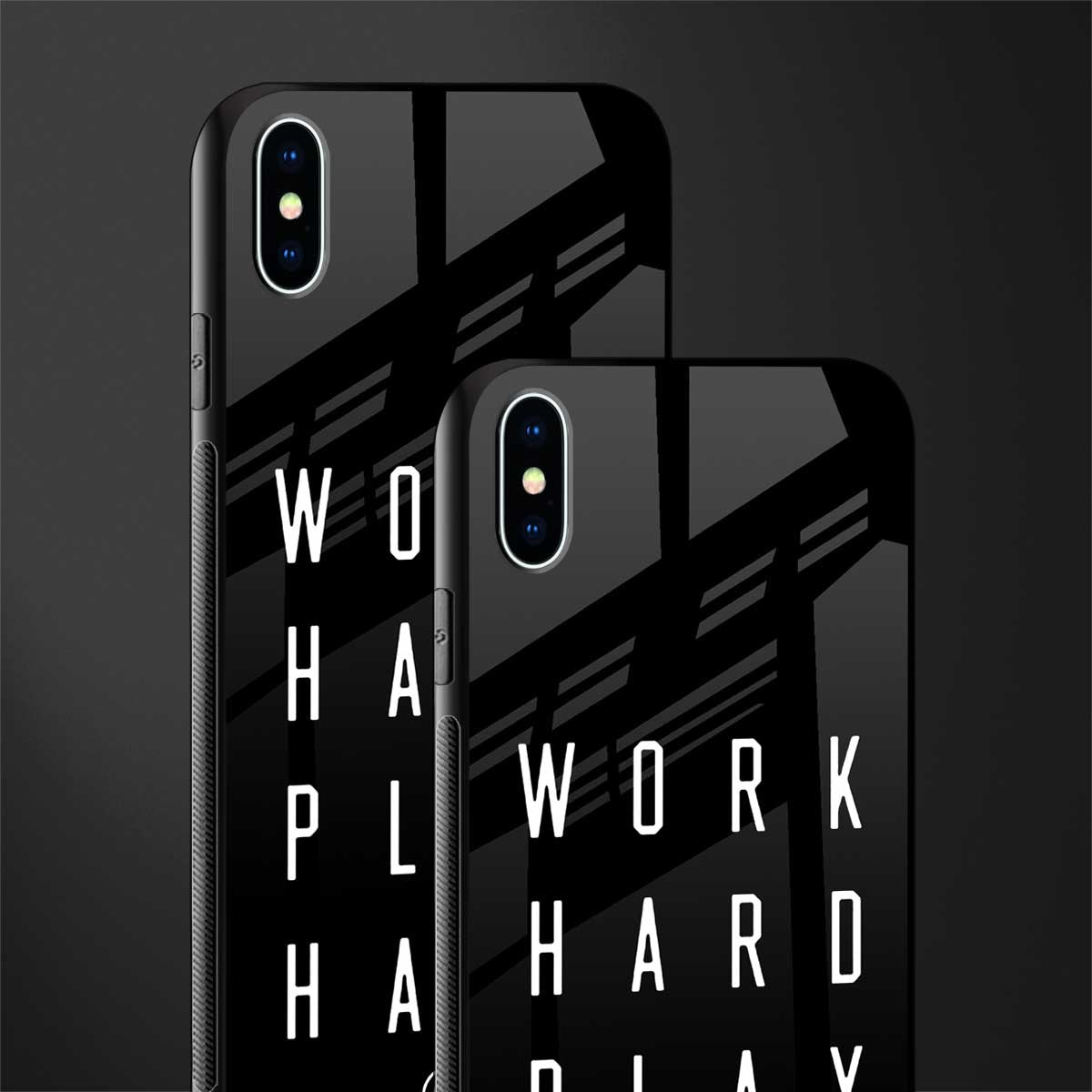 work hard play hard glass case for iphone xs max image-2