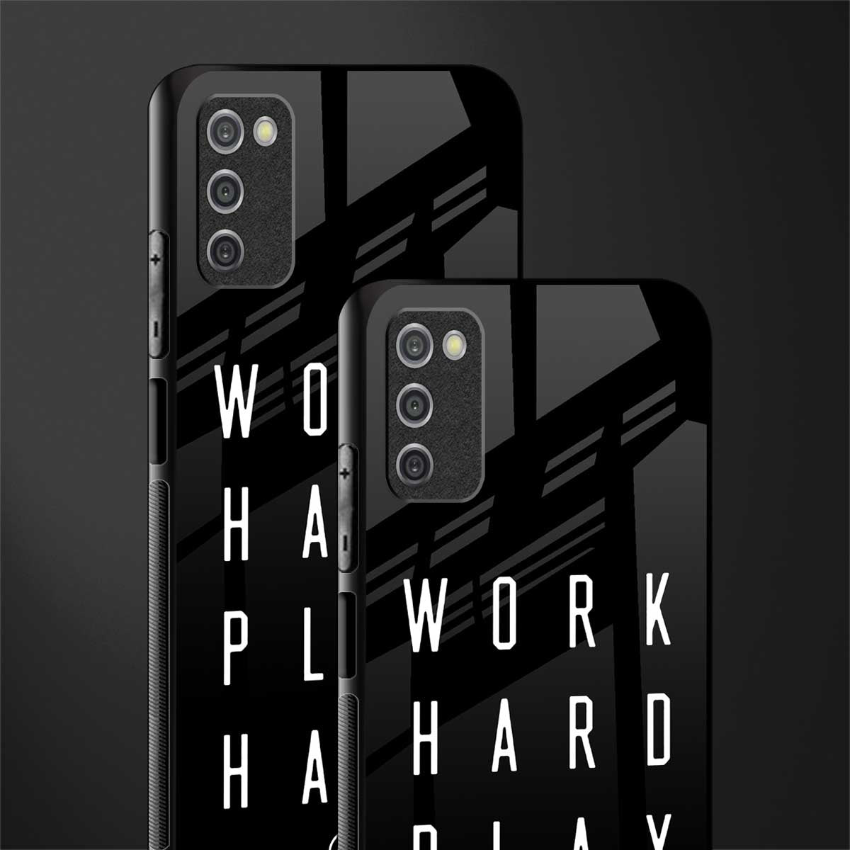 work hard play hard glass case for samsung galaxy a03s image-2