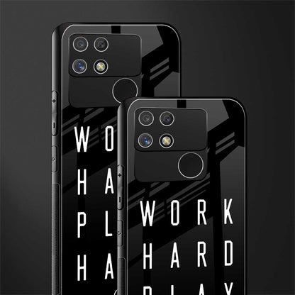 work hard play hard back phone cover | glass case for realme narzo 50a