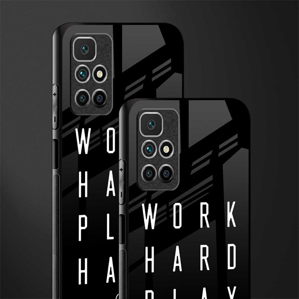 work hard play hard glass case for redmi 10 prime image-2