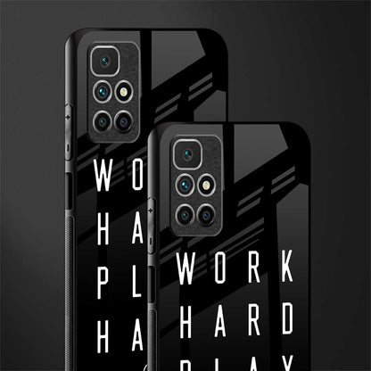 work hard play hard glass case for redmi 10 prime image-2