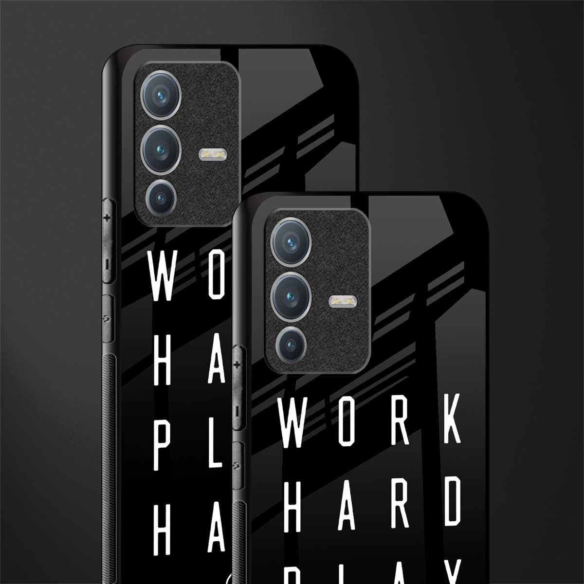 work hard play hard glass case for vivo v23 pro 5g image-2