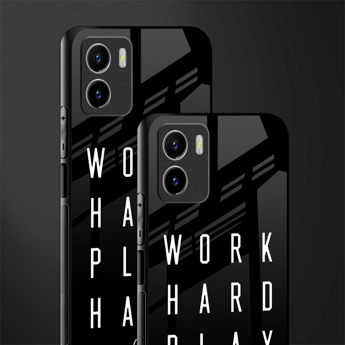 work hard play hard glass case for vivo y15s image-2