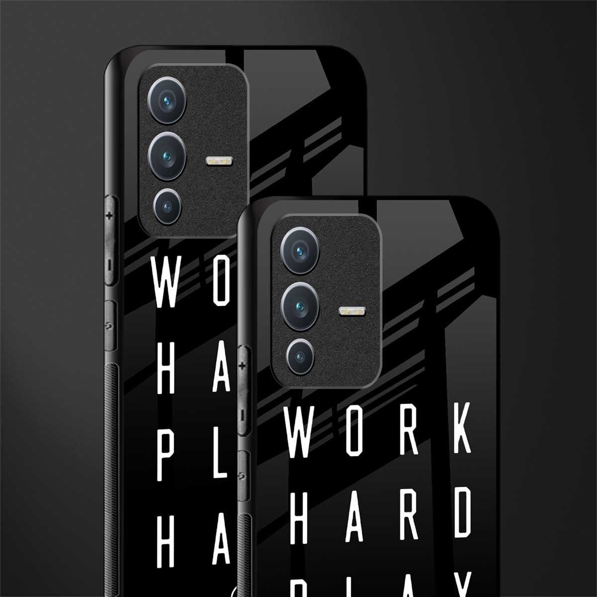 work hard play hard glass case for vivo v23 5g image-2