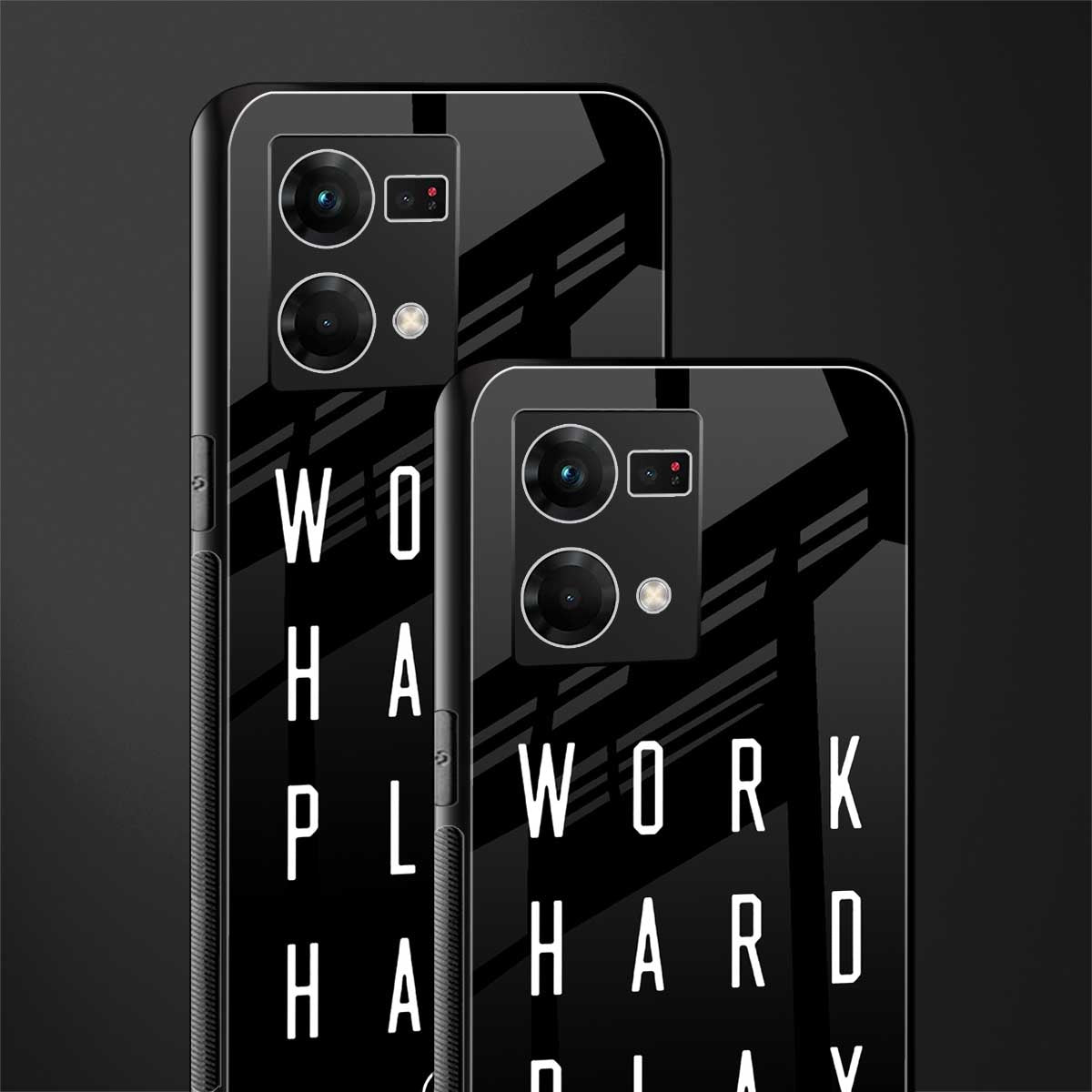 work hard play hard back phone cover | glass case for oppo f21 pro 4g