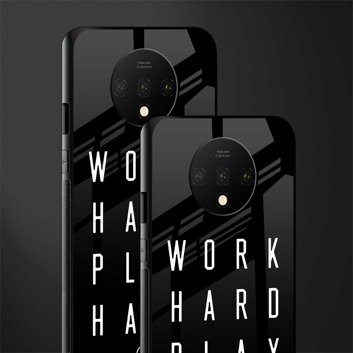 work hard play hard glass case for oneplus 7t image-2