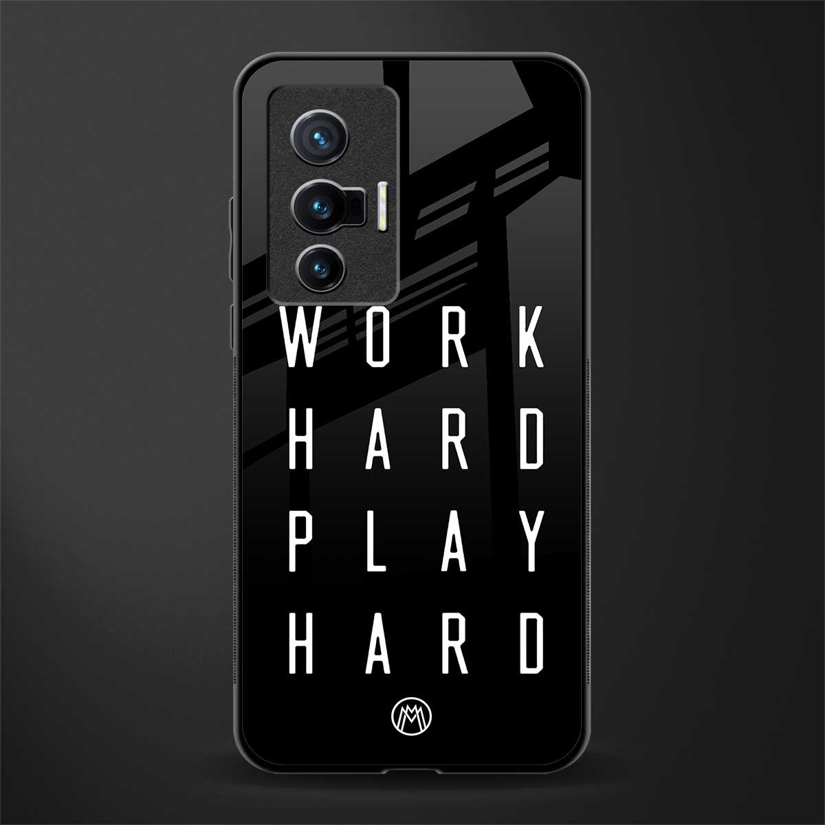 work hard play hard glass case for vivo x70 image