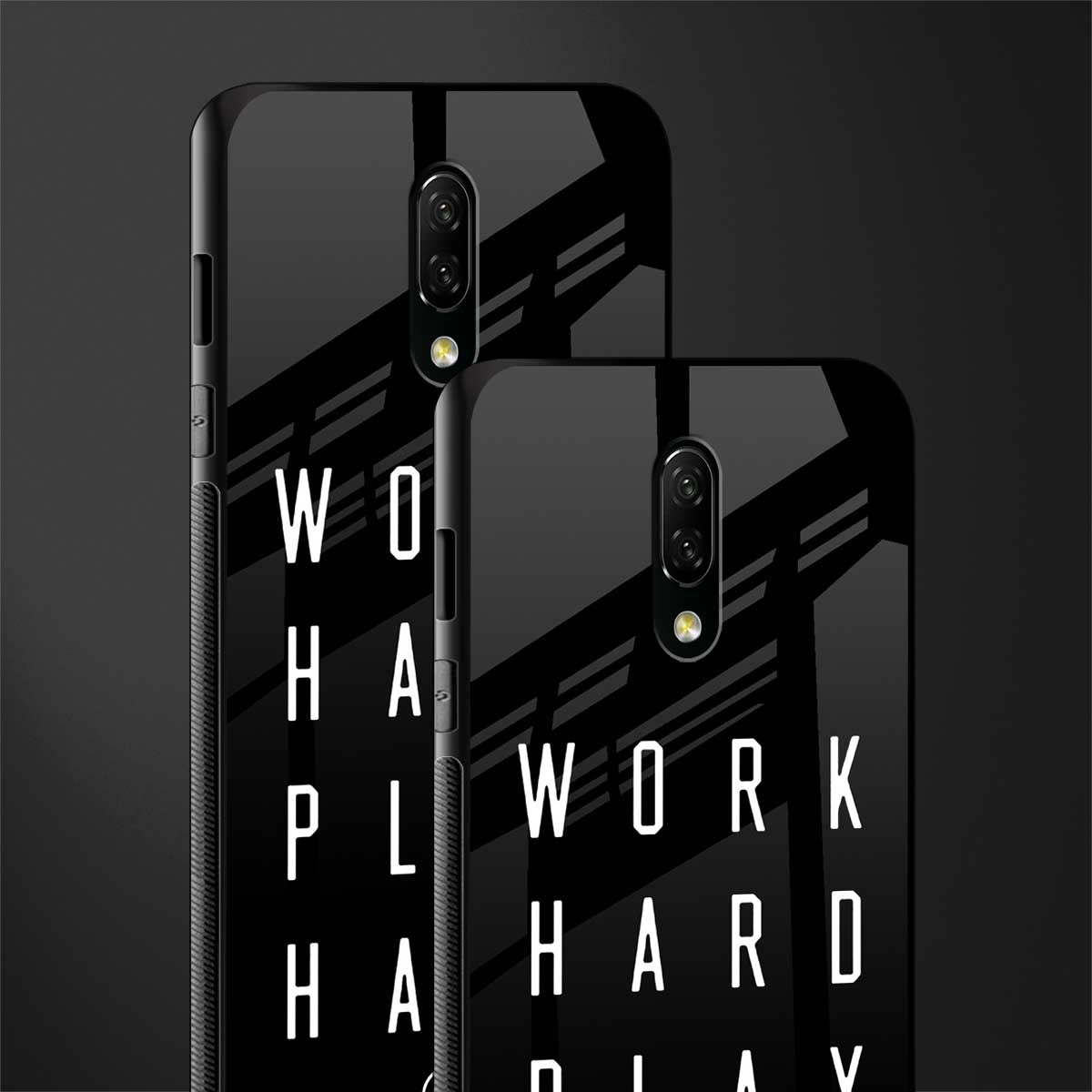 work hard play hard glass case for oneplus 7 image-2