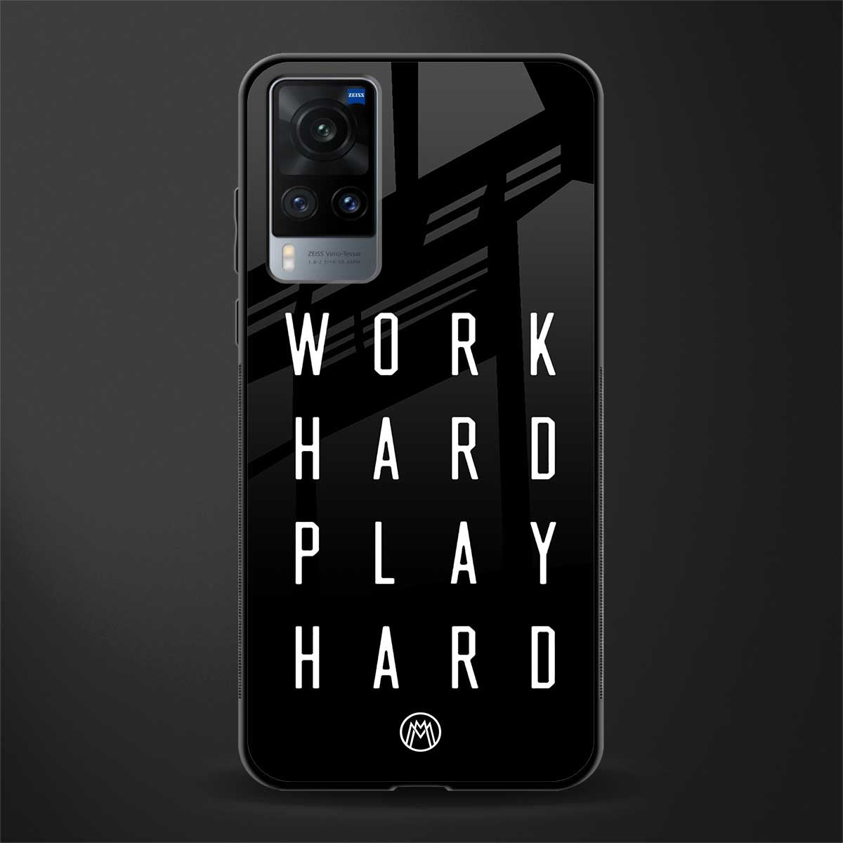 work hard play hard glass case for vivo x60 image