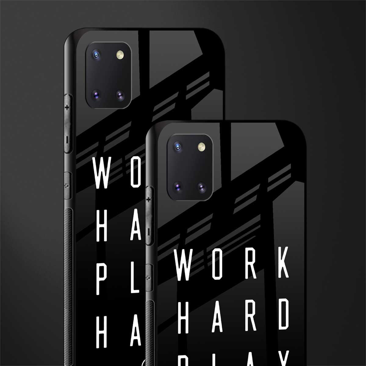 work hard play hard glass case for samsung a81 image-2