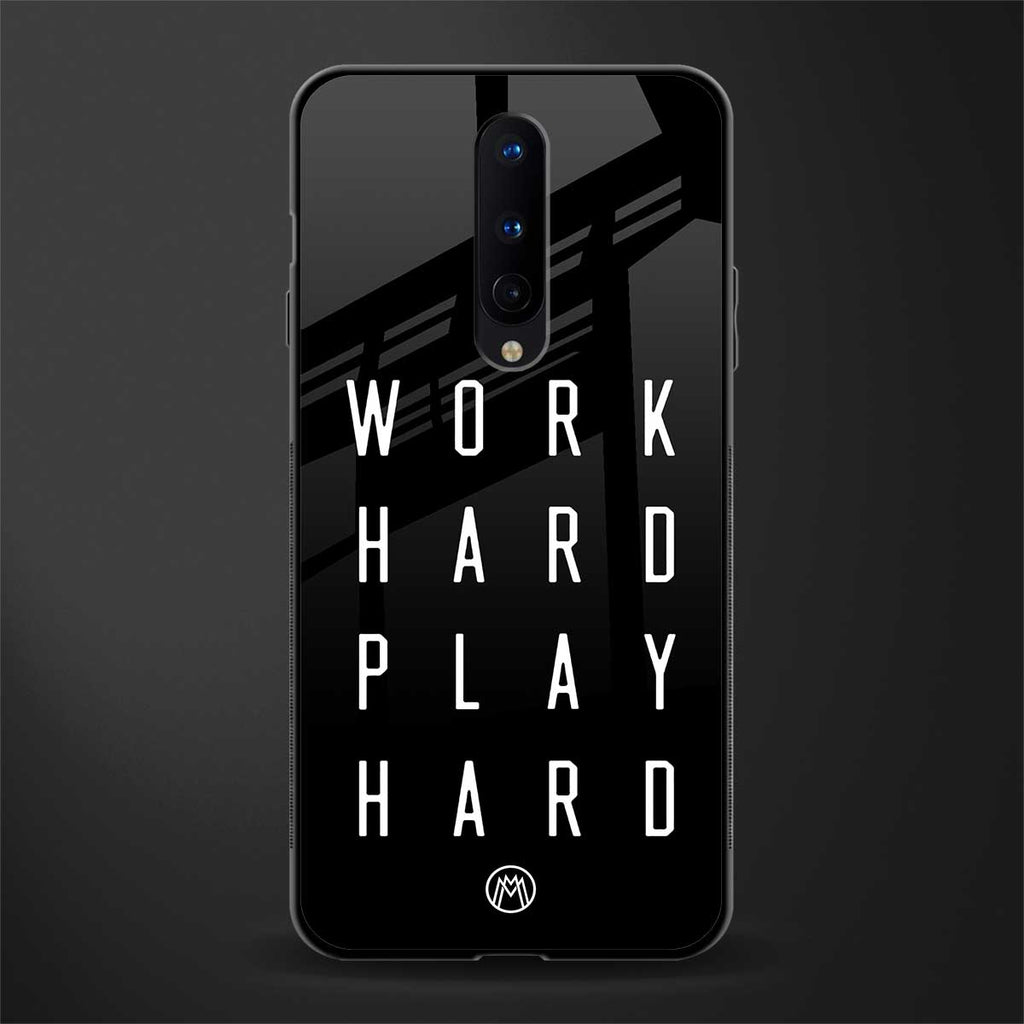 work hard play hard glass case for oneplus 8 image