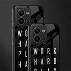 work hard play hard back phone cover | glass case for vivo v25-5g