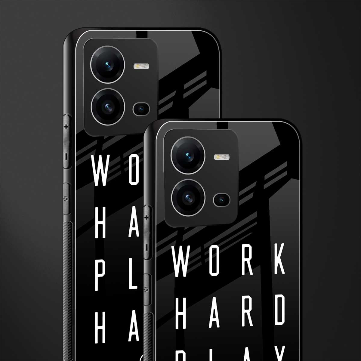 work hard play hard back phone cover | glass case for vivo v25-5g