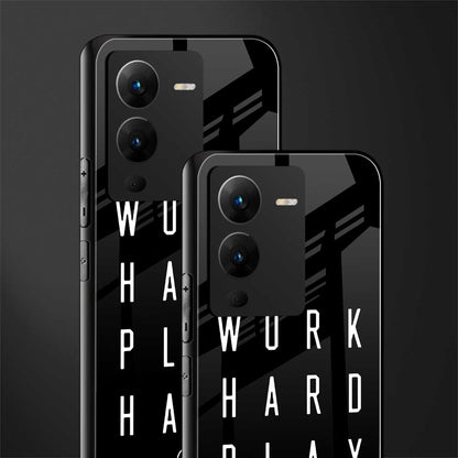 work hard play hard back phone cover | glass case for vivo v25 pro 5g