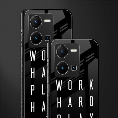work hard play hard back phone cover | glass case for vivo y35 4g