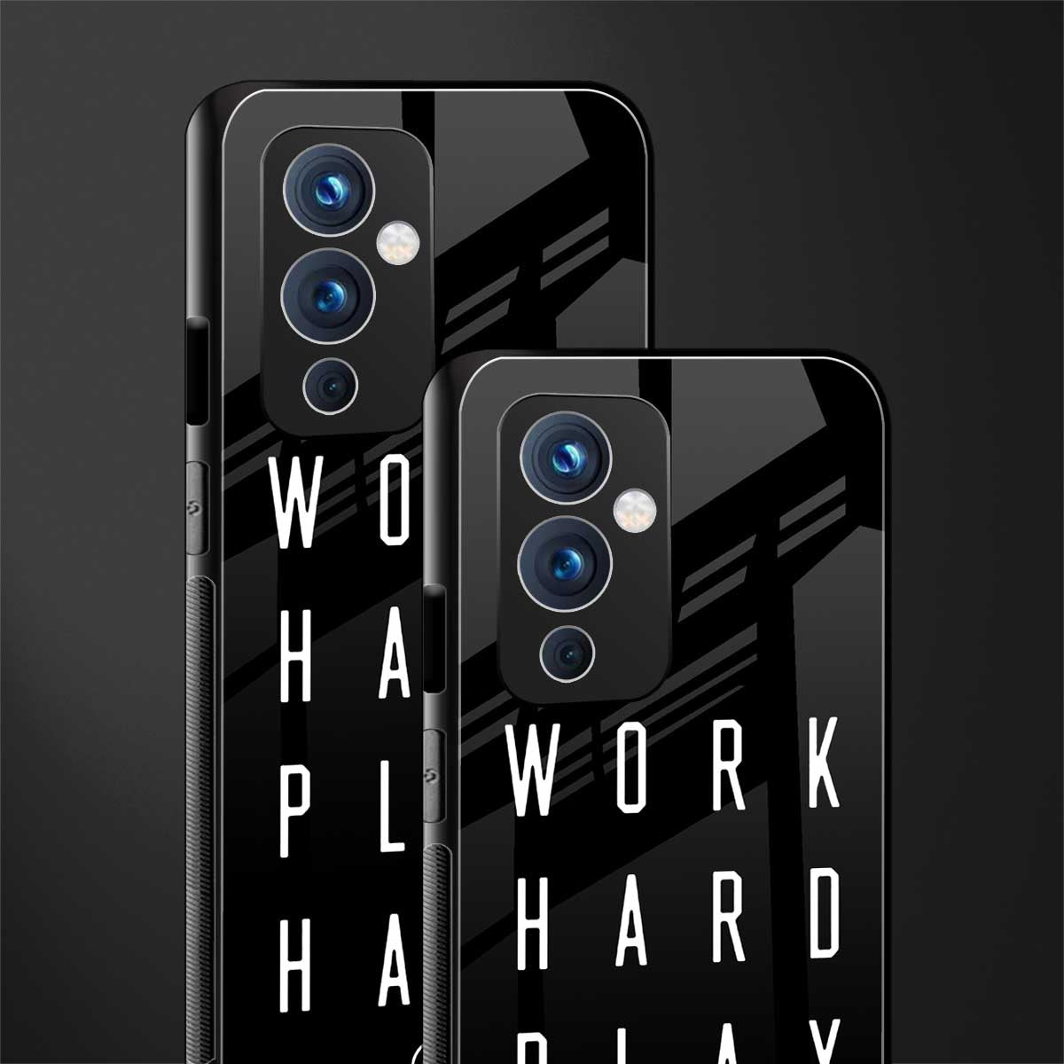 work hard play hard back phone cover | glass case for oneplus 9