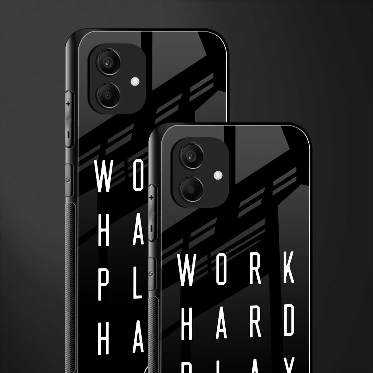 work hard play hard back phone cover | glass case for samsung galaxy a04