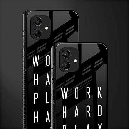 work hard play hard back phone cover | glass case for samsung galaxy a04
